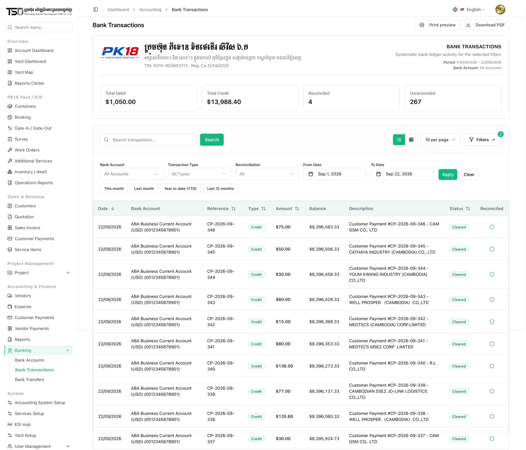 Bank transactions